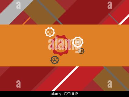 Flat geometric tech background with gears. Vector bright design Stock Vector