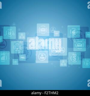 Bright tech social communication design. Vector blue background Stock Vector
