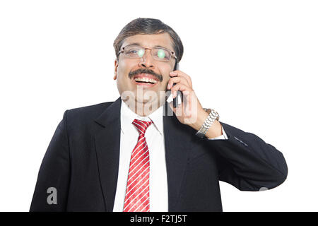 1 indian Business Man talking Mobile Phone Stock Photo