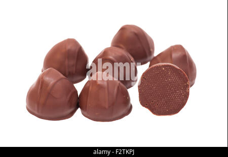 gourmet chocolate bonbons isolated on white Stock Photo