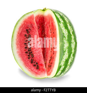 ripe watermelon with slices close-up isolated on a white background Stock Photo