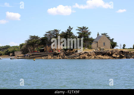 Chapel on Ile de Boedic, Golfe du Morbihan, Vannes, Morbihan, Brittany, France Stock Photo