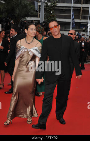 CANNES, FRANCE - MAY 15, 2010: Jean Claude Van Damme & Gladys Portugues at the premiere of Woody Allen's 'You Will Meet A Tall Dark Stranger' at the 63rd Festival de Cannes. Stock Photo