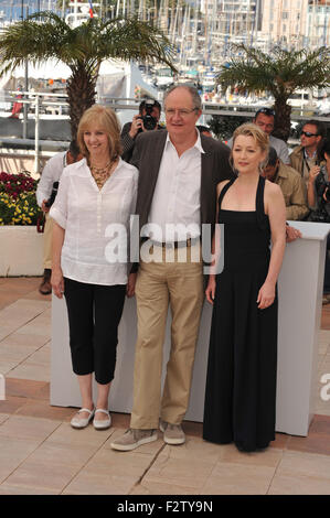 CANNES, FRANCE - MAY 15, 2010: Ruth Sheen (left), Jim Broadbent & Lesley Manville at the photocall for their movie 'Another Year' in competition at the 63rd Festival de Cannes. Stock Photo