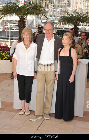 CANNES, FRANCE - MAY 15, 2010: Ruth Sheen (left), Jim Broadbent & Lesley Manville at the photocall for their movie 'Another Year' in competition at the 63rd Festival de Cannes. Stock Photo