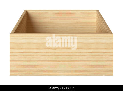 Empty wooden box isolated on white Stock Photo