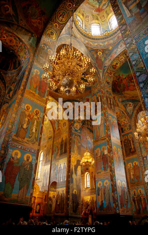 Russia, St Petersburg, church of the Spilled Blood interior Stock Photo