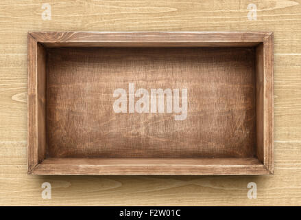 Empty rustic wooden box on the table Stock Photo