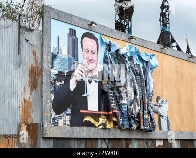 Billboard at Banksy's Dismaland. Stock Photo