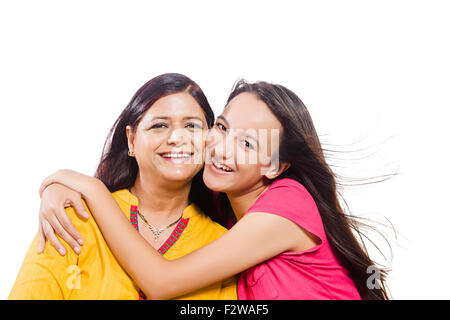 2 indian mother and young daughter Caring