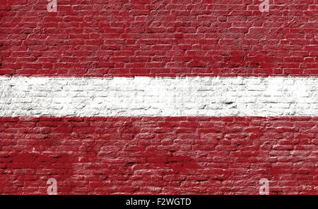 Latvia - National flag on Brick wall Stock Photo