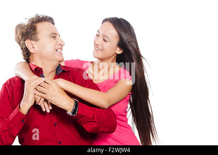 2 indian Father and young Daughter Fun Stock Photo