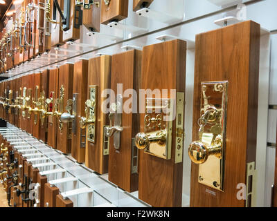 Door Key, Handle and Lock  Display, Simon's Hardware & Bath Store, NYC, USA Stock Photo