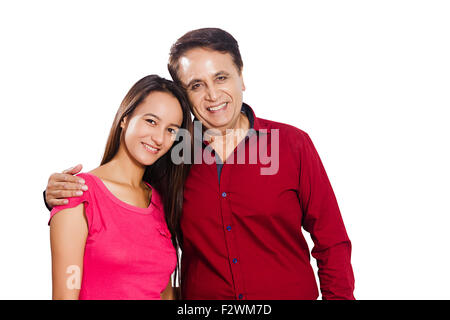 2 indian Father and young Daughter standing Stock Photo