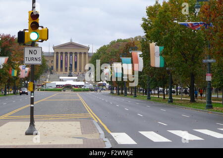 Benjamin Franklin Parkway and Philadelphia Museum of Art , Autumn Stock Photo
