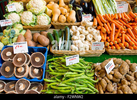 A variety of vegetables for sale at a market Stock Photo