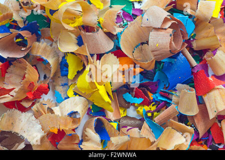 Close-up of pencil peels in different colours Stock Photo