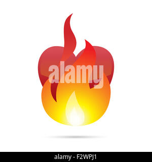 Vector illustration of a heart burning with fire. Stock Photo