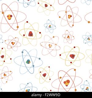 Colourful molecule structure on white seamless pattern Stock Vector