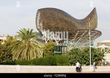 The giant fish sculpture on Barcelona's seafront Stock Photo