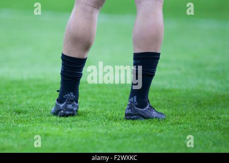 Olympic Stadium, London, UK. 24th Sep, 2015. Rugby World Cup. New Zealand versus Namibia. The special All Black Adidas boots. © Action Plus Sports/Alamy Live News Stock Photo