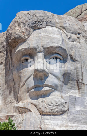 A view of Abraham Lincoln on Mount Rushmore National Memorial, South Dakota. Stock Photo
