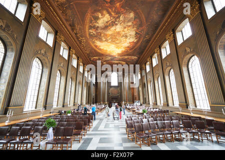 Pinted Hall of the Old Royal Naval College by Sir James Thornhill, Greenwich, London, UK Stock Photo