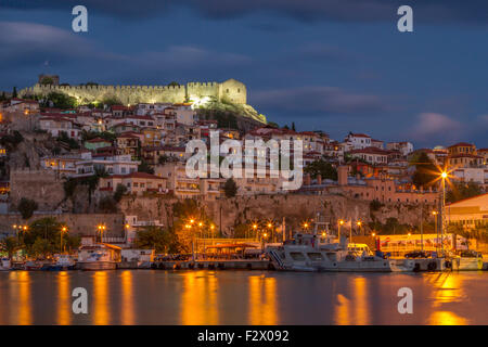 View of the Old Town of the city of Kavala, in Northern Greece. Stock Photo