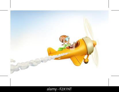 Funny airplane, vector cartoon isolated on white background Stock Vector