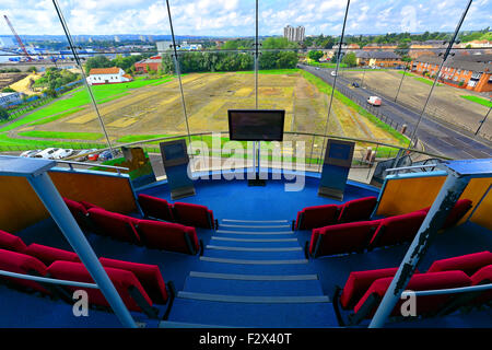 Segedunum Wallsend on Tyne ancient Roman Fort, Audience Viewing Platform, Hadrians wall, Northumberland, stone, ancient history Stock Photo