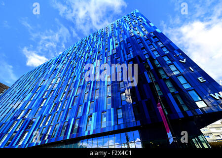 The View Newcastle university modern accommodation, Tyne, university, college, digs, bedsits, modern, building, blue, blue sky Stock Photo