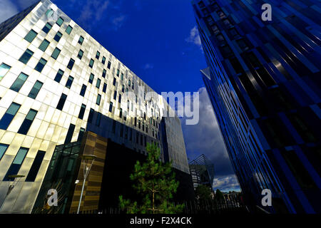 Newcastle upon Tyne, River Tyne, Blue star square, city centre, green, dark clouds, Northern Architecture, New Student Apartment Stock Photo