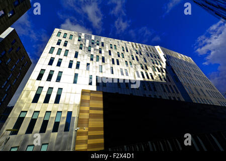 Newcastle upon Tyne, Blue star square, city centre, green, dark clouds, Northern Architecture, Student apartments Stock Photo