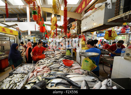 The vibrant market at the Tekka center in Little India. Stock Photo