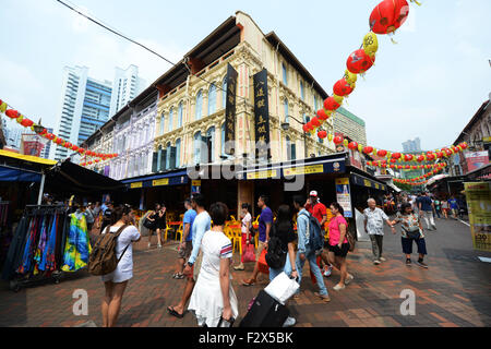 The vibrant Chinatown in Singapore. Stock Photo