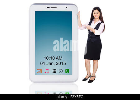 1 indian Business Woman Digital Tablet Quality Showing Stock Photo