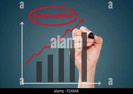 1 Business Woman Flow Chart Writing Digitally Enhanced Stock Photo