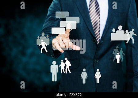 1 Business man Software Sensor finger touching Stock Photo