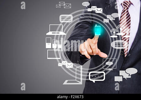 1 Business man Software Sensor finger touching Stock Photo