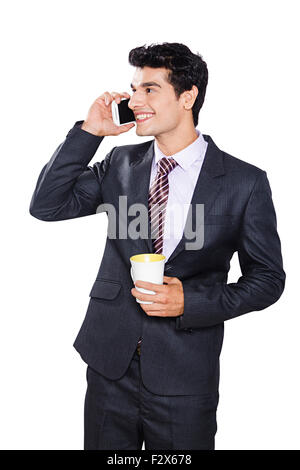 1 indian Business man talking Mobile Phone Stock Photo