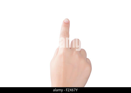 1 Business woman  Finger touching Part-of Stock Photo