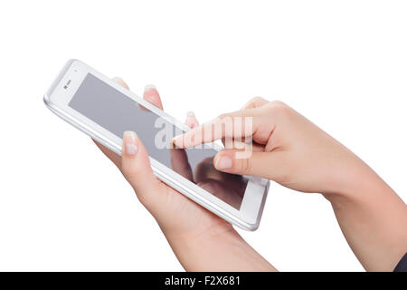 1 Business woman Digital Tablet touching Screen Stock Photo