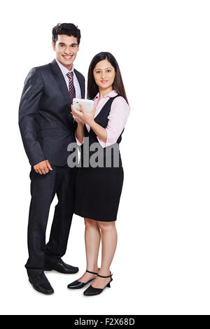 2 indian Business Colleague Digital Tablet Discussion Stock Photo