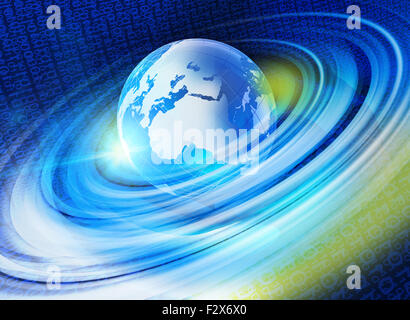 Graphical digital world background Stock Photo