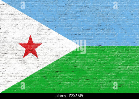 Djbouti - National flag on Brick wall Stock Photo