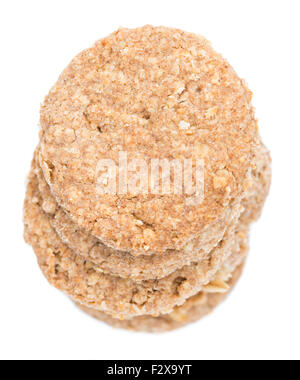 Portion of Oat Cookies isolated on white background Stock Photo