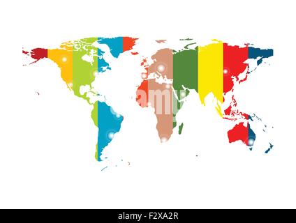 Illustration of a colorful world map design isolated on a white ...