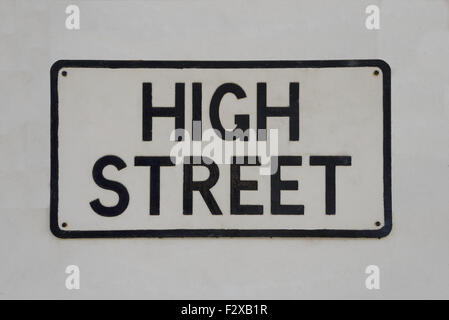 Street sign on wall, High Street, Silverstone, Northamptonshire, England, United Kingdom Stock Photo