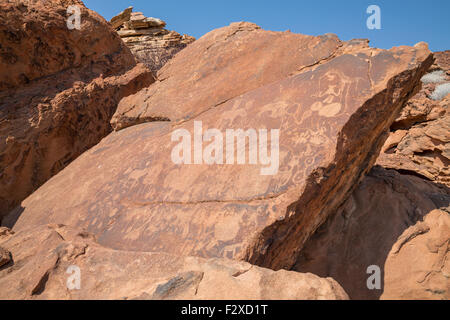 Historic engravings in Namib Stock Photo
