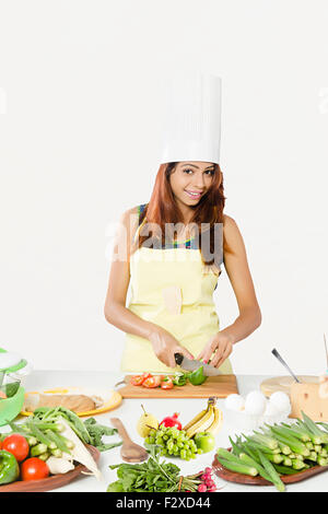 1 indian Adult Woman Housewife Kitchen Cooking Stock Photo